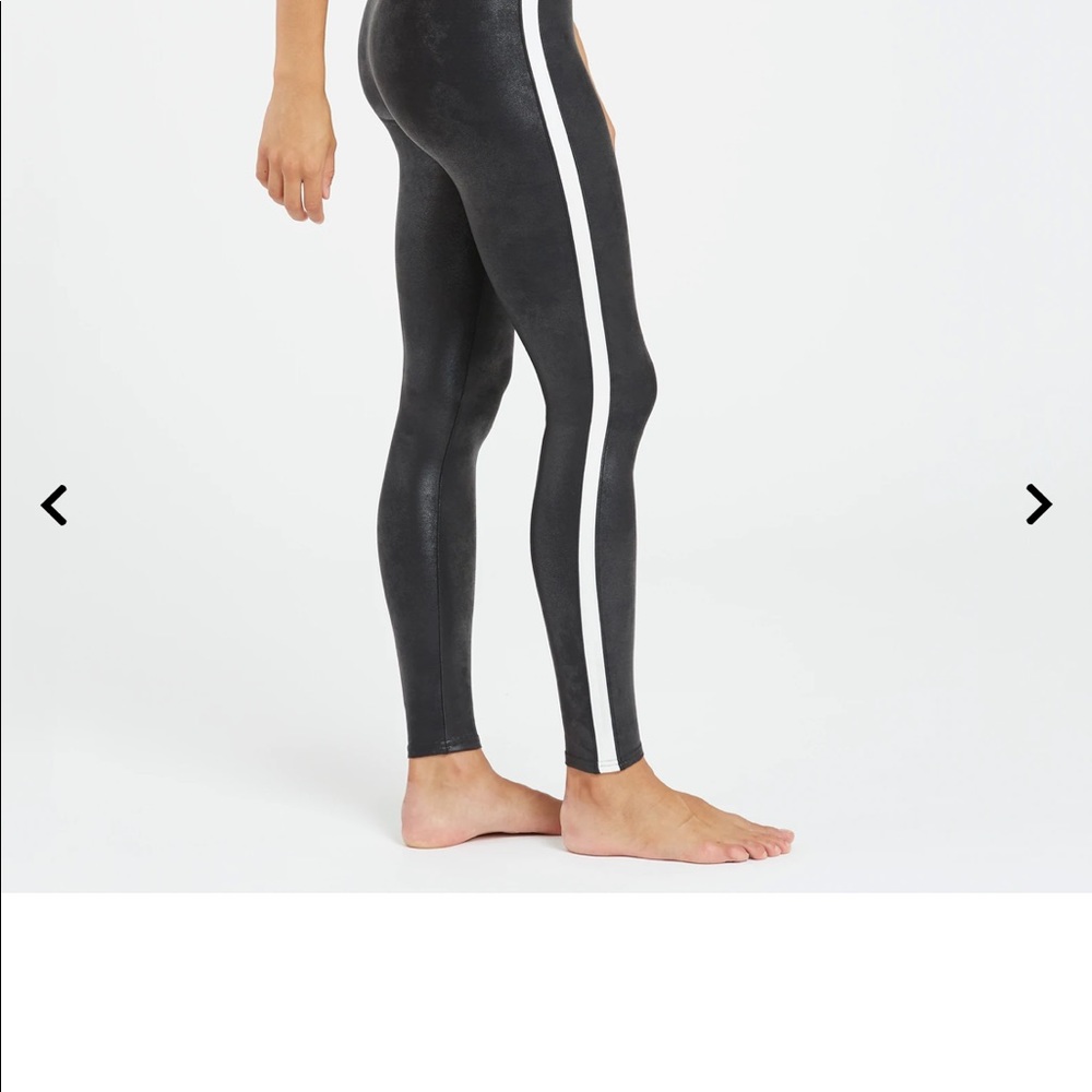 Faux Leather Side Stripe Leggings
